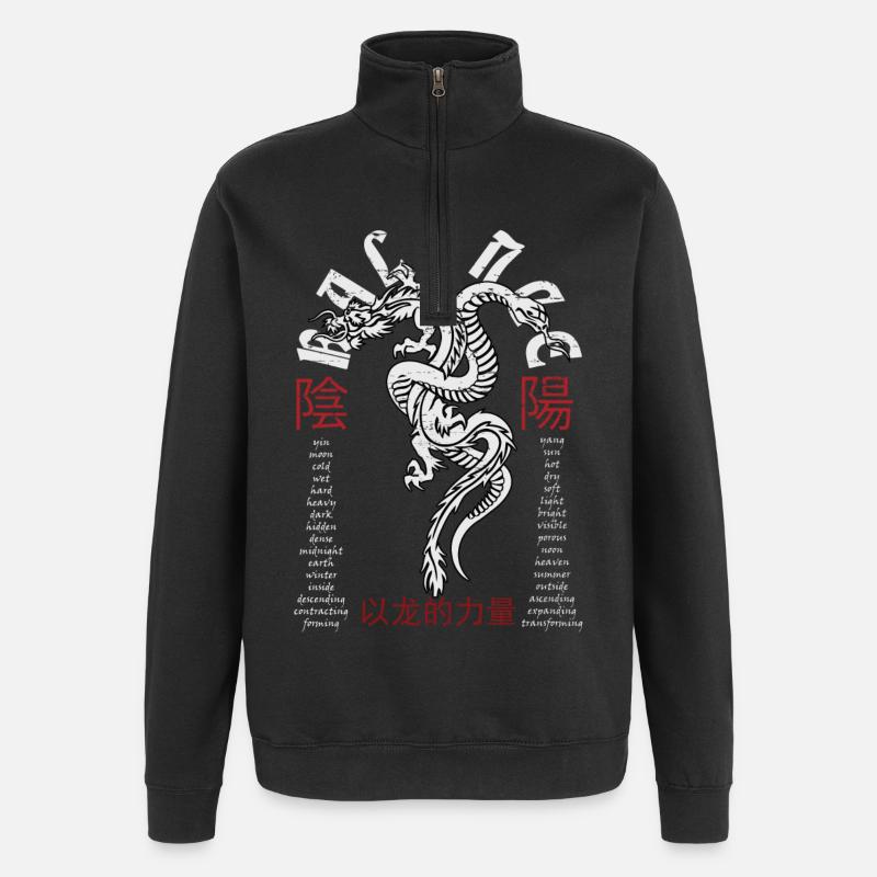 Chinese dragon and snake - Quarter-Zip Sweatshirt - black