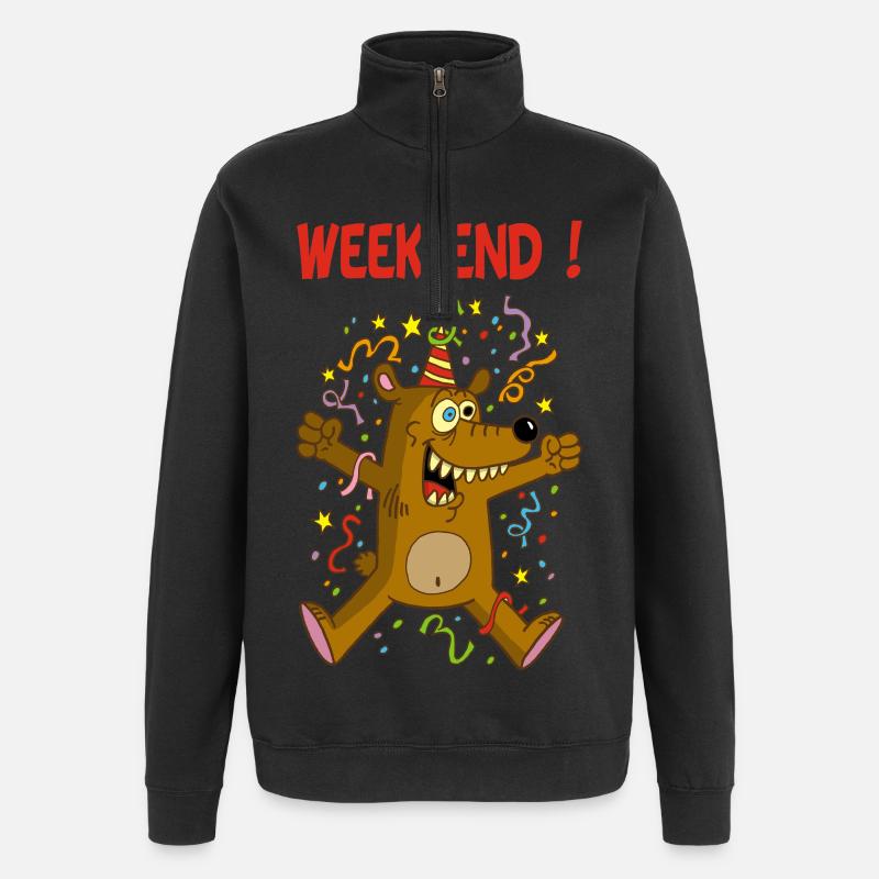 Wochenendbär - Quarter-Zip-Sweatshirt - Schwarz
