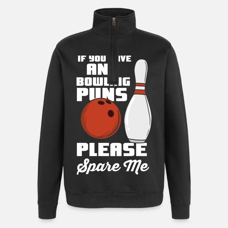 Witziger Bowlerspruch - Quarter-Zip-Sweatshirt - Schwarz