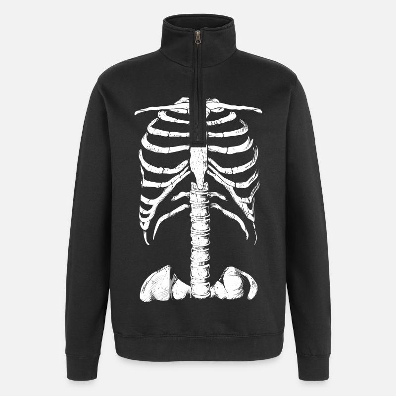 Chemise d’os effrayants d’Halloween - Sweat à zip 1/4 - noir