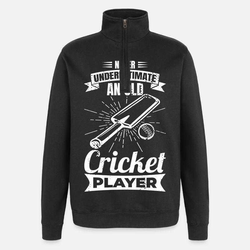 Never underestimate old cricketers - Quarter-Zip Sweatshirt - black