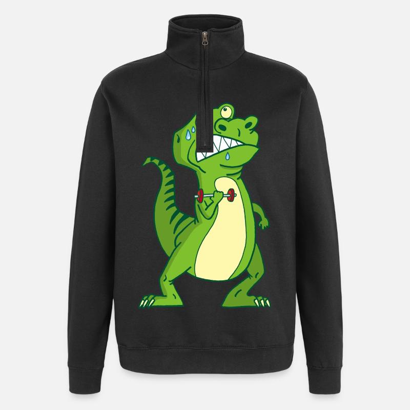 Kräftiger Dinosaurier - Quarter-Zip-Sweatshirt - Schwarz