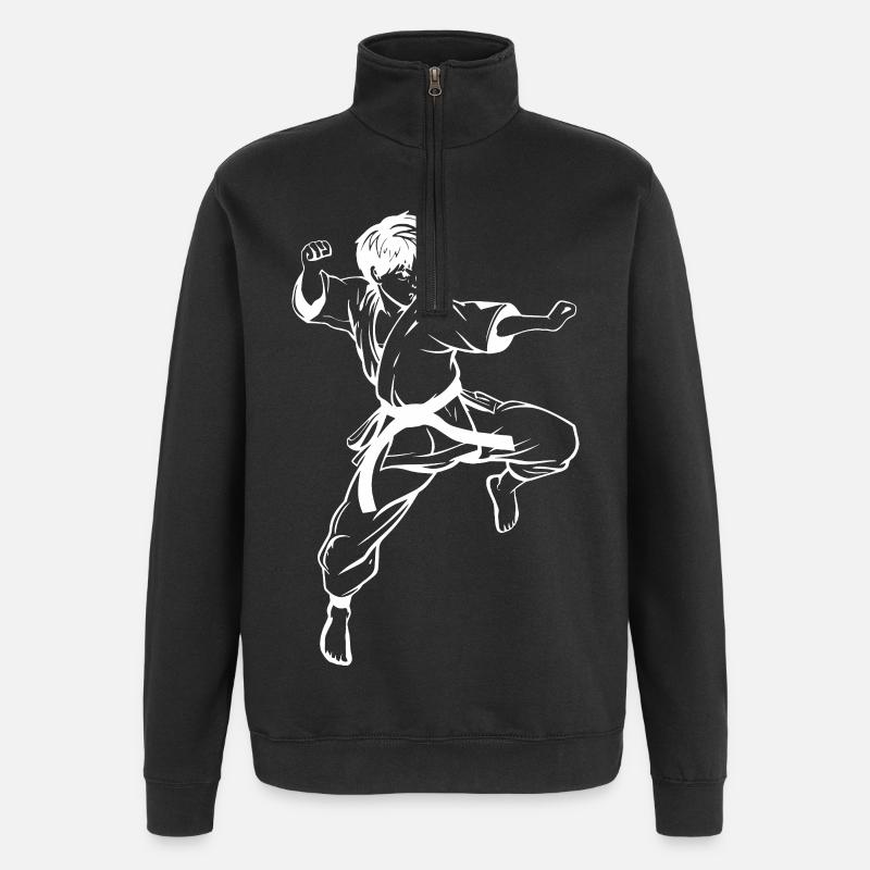 Karate Boy Sketch - Quarter-Zip Sweatshirt - black