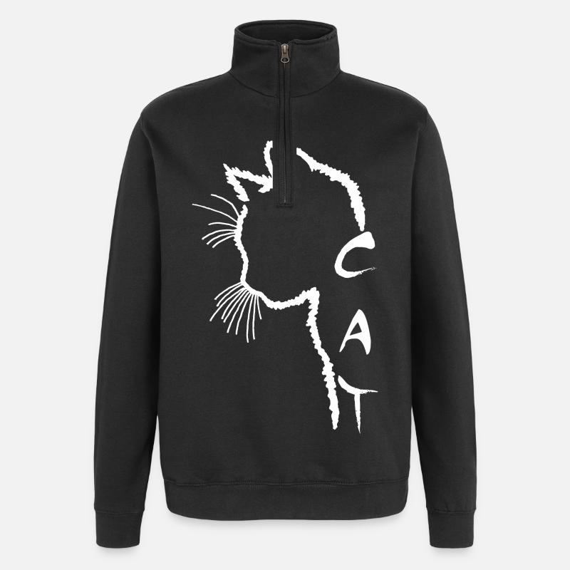 White Cat Silhouette - Quarter-Zip Sweatshirt - black