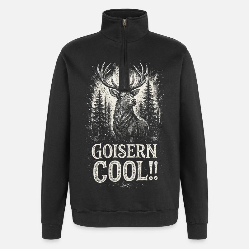 Goisern Hirsch Wald - Quarter-Zip-Sweatshirt - Schwarz