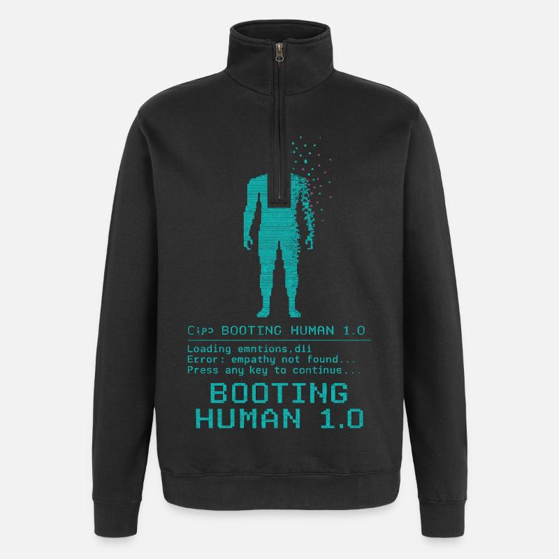 Booting Human 1.0 Empathy Error - Quarter-Zip Sweatshirt - black