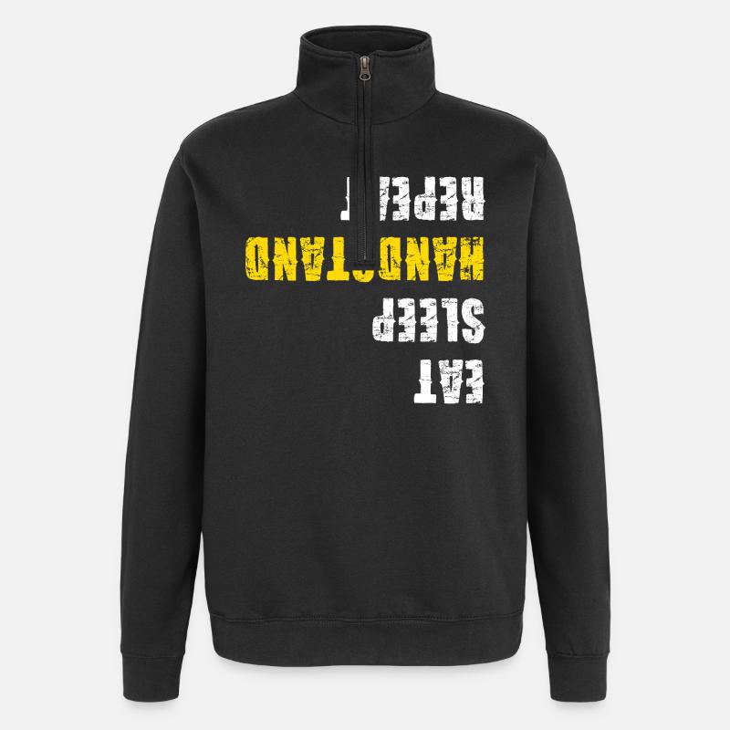 Eat Sleep Handstand Repeat Gymnastics - Quarter-Zip Sweatshirt - black