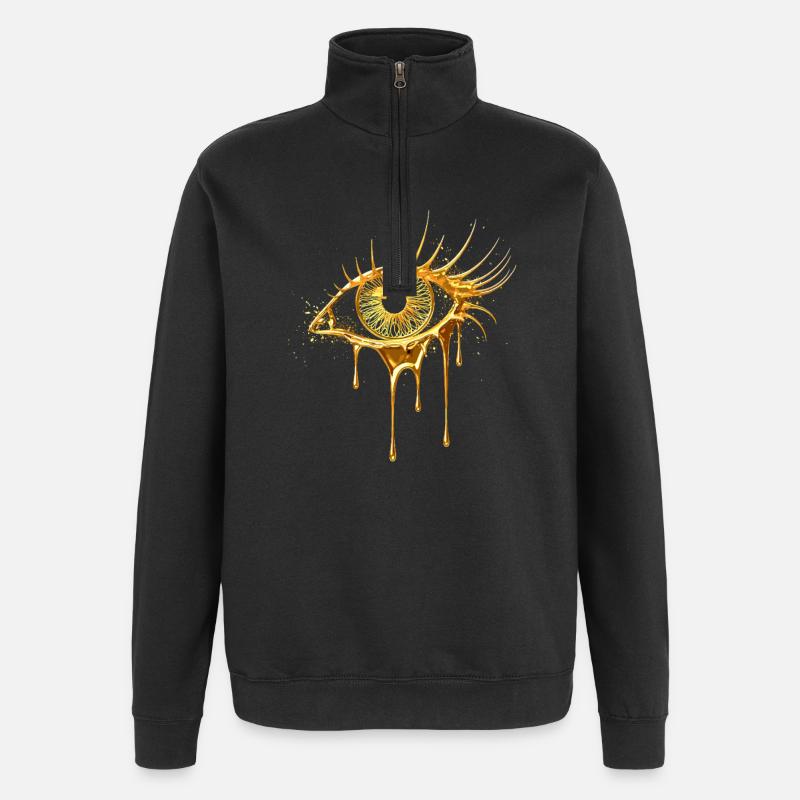 Regard d’œil doré - Sweat à zip 1/4 - noir