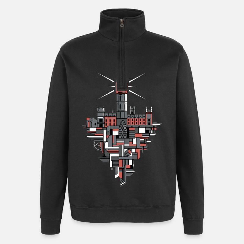 London Skyline Big Ben - Quarter-Zip Sweatshirt - black