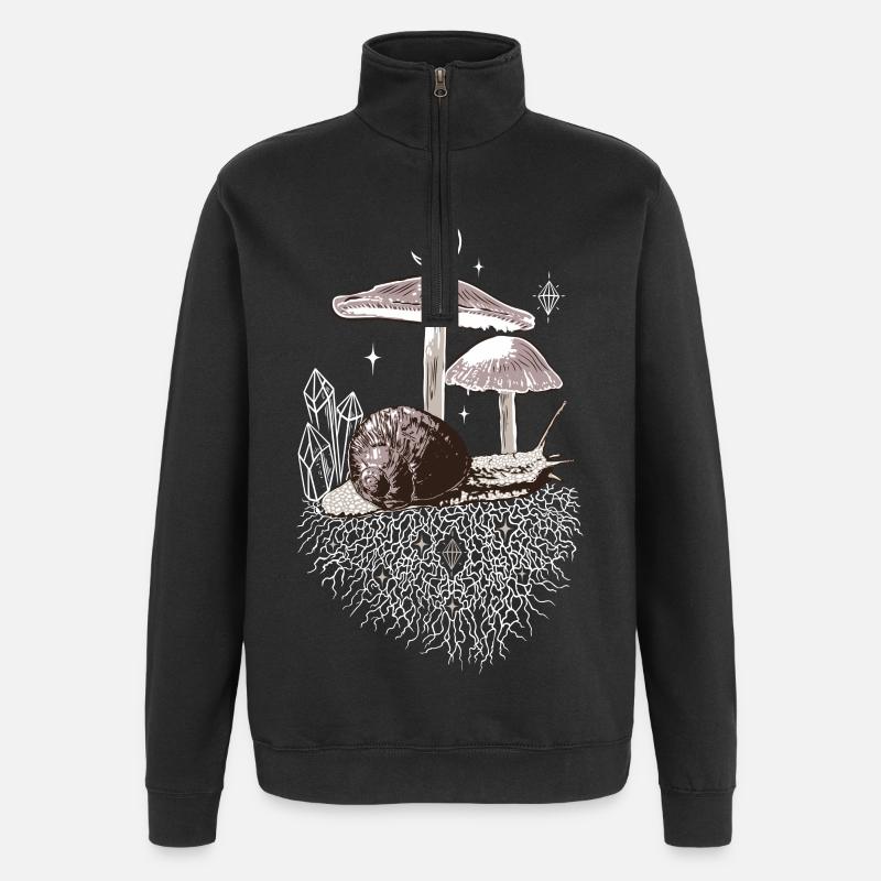 Champignons Vignoble Cristaux d’escargot - Sweat à zip 1/4 - noir