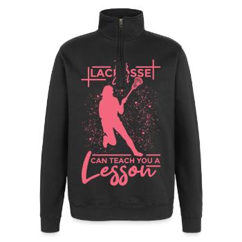 Lacrosse Mädel - Quarter-Zip-Sweatshirt - Schwarz - Vorne - AI Model Female 172 light (172cm) & AI Model Male 178 dark (178cm)