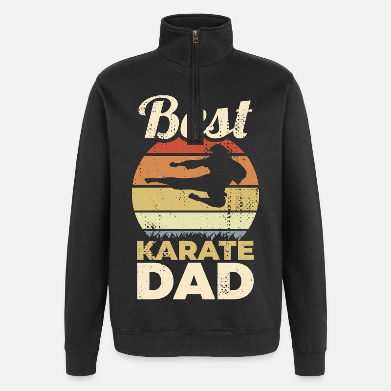 Meilleur papa de karaté - Sweat à zip 1/4 - noir