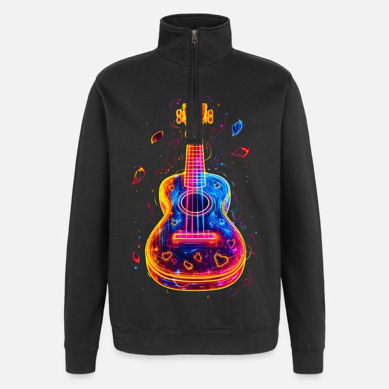 90s Ukulele - Quarter-Zip Sweatshirt - black