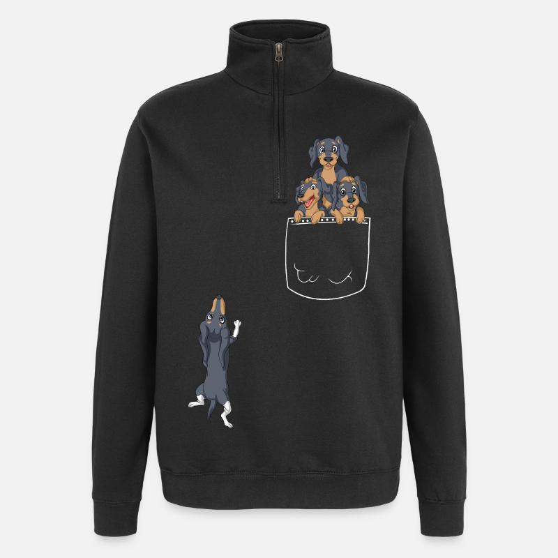 T-shirt de poche teckel - Sweat à zip 1/4 - noir