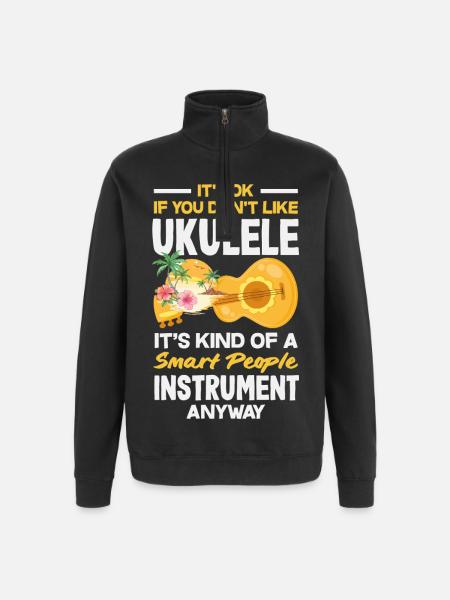 Funny Ukulele Designs and Sayings - Quarter-Zip Sweatshirt - black