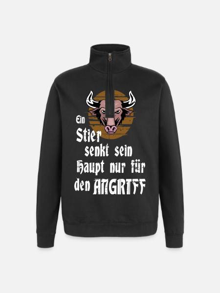 Ein Stier - Quarter-Zip-Sweatshirt - Schwarz