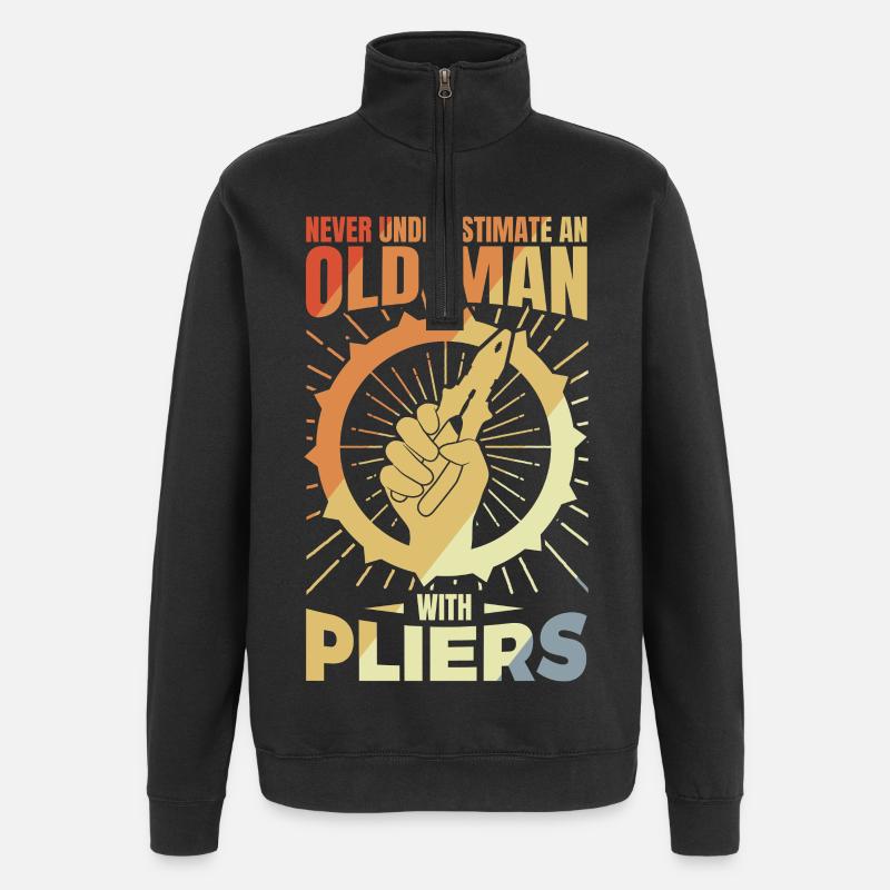 Old electronics technician - Quarter-Zip Sweatshirt - black