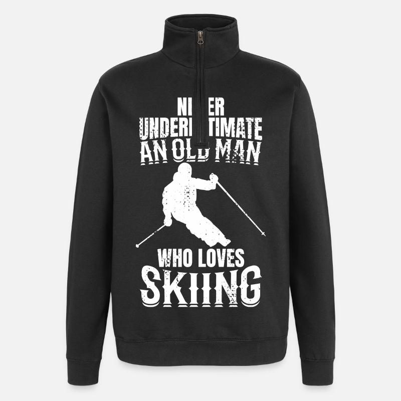 Skifahrer Opa - Quarter-Zip-Sweatshirt - Schwarz
