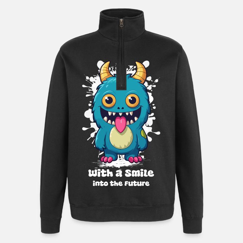 Monster Lächeln - Quarter-Zip-Sweatshirt - Schwarz
