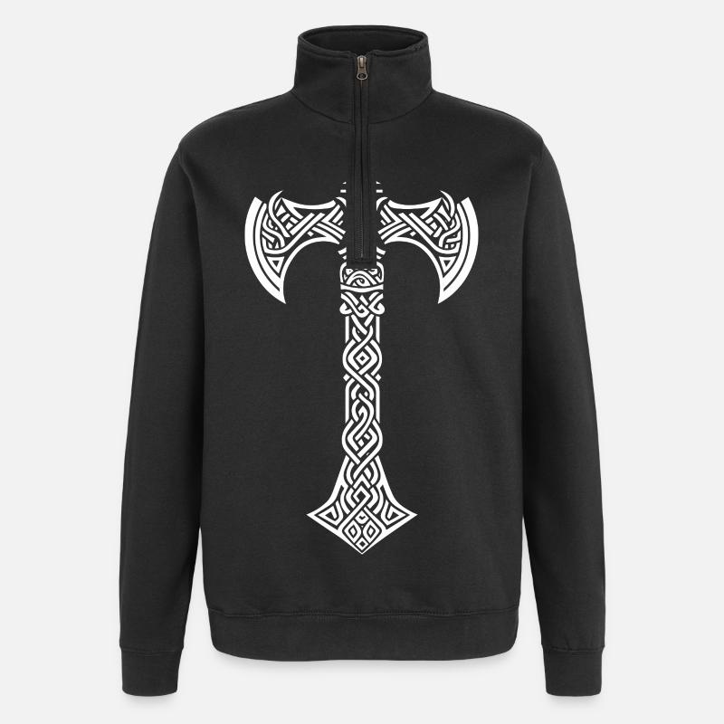 Mjöllnir symbole viking - Sweat à zip 1/4 - noir