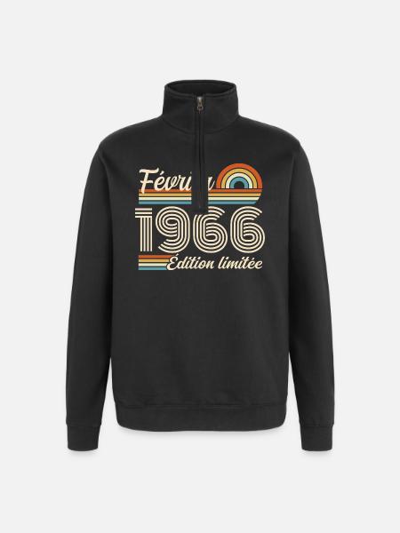 Nées en Février 1966 | 60ème Anniversaire - Sweat à zip 1/4 - noir