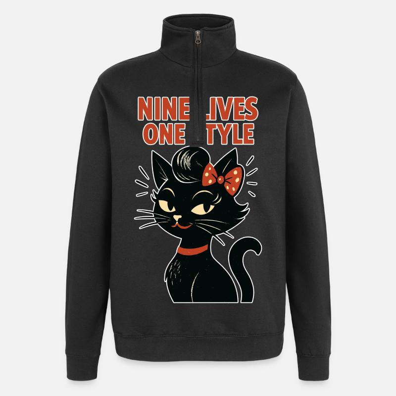 Rockabilly Cat: 50s Retro - Quarter-Zip Sweatshirt - black