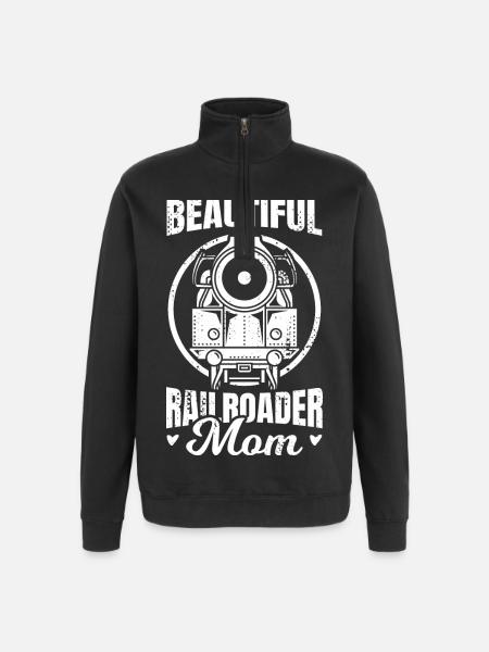 Eisenbahn Mutter - Quarter-Zip-Sweatshirt - Schwarz