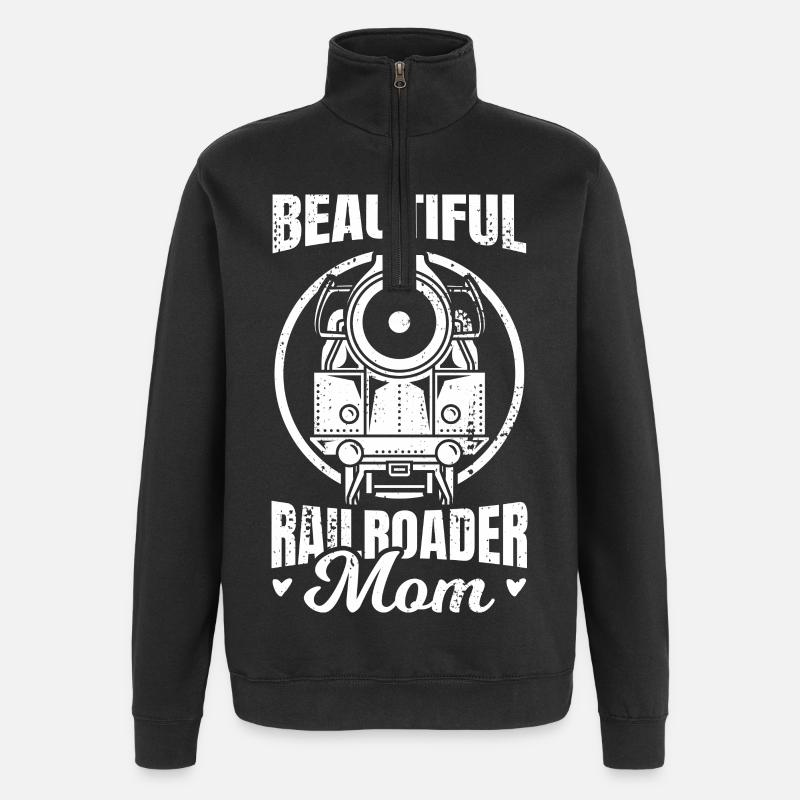 Eisenbahn Mutter - Quarter-Zip-Sweatshirt - Schwarz
