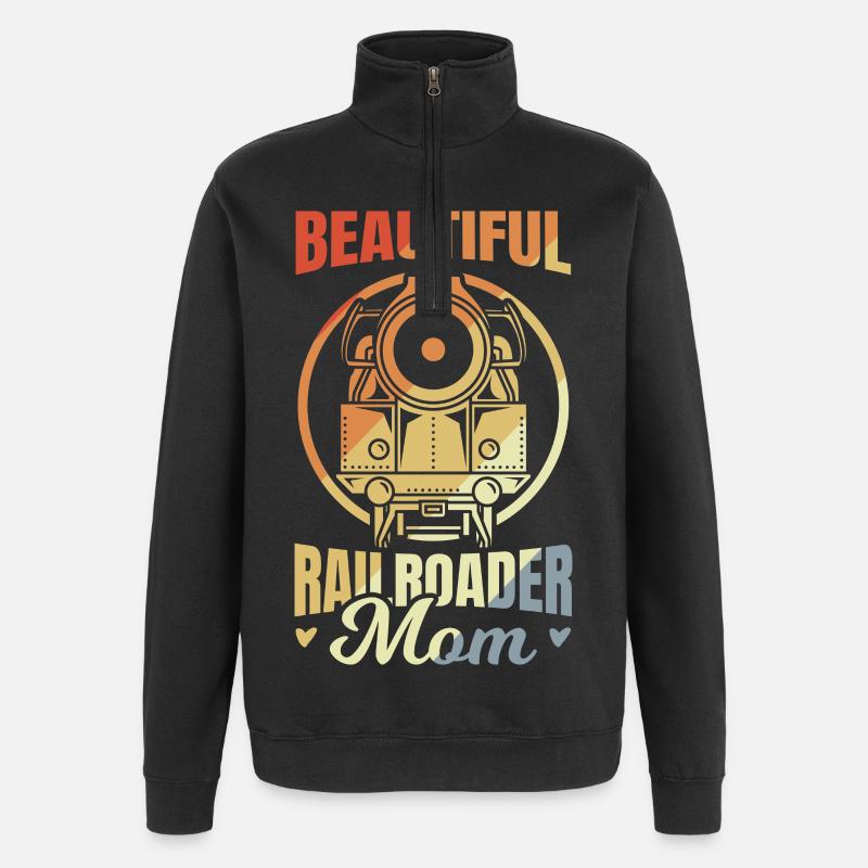 Maman du chemin de fer - Sweat à zip 1/4 - noir