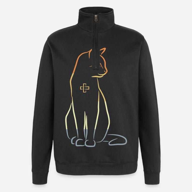 Veterinary Cat - Quarter-Zip Sweatshirt - black
