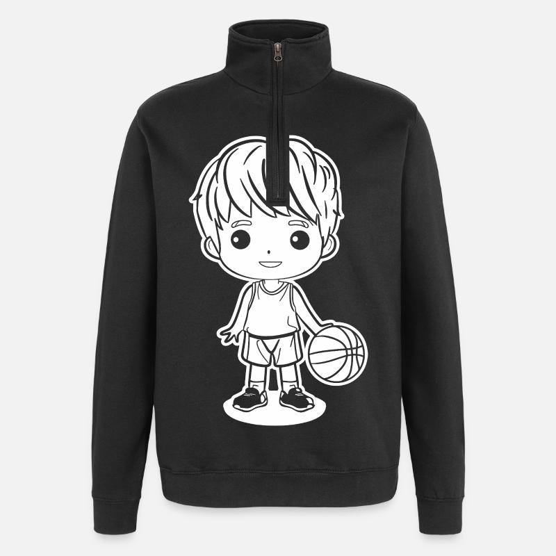 Petit garçon de basket-ball - Sweat à zip 1/4 - noir