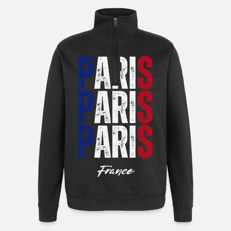 Paris Frankreich, Erinnerung an Paris - Quarter-Zip-Sweatshirt - Schwarz