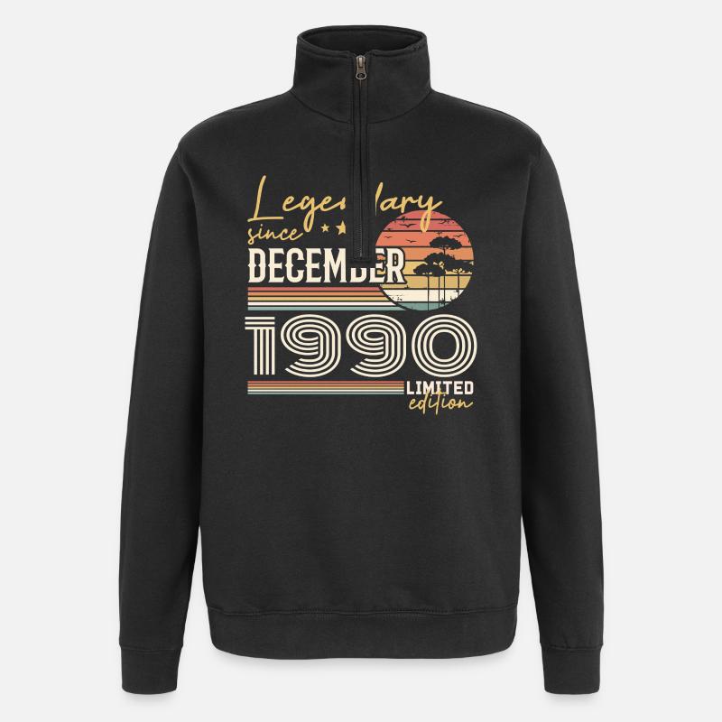December 1990 35th Anniversary Gift - Quarter-Zip Sweatshirt - black
