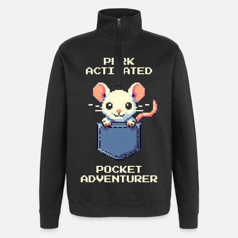 Atout activé : Aventurier de poche | Rat - Sweat à zip 1/4 - noir