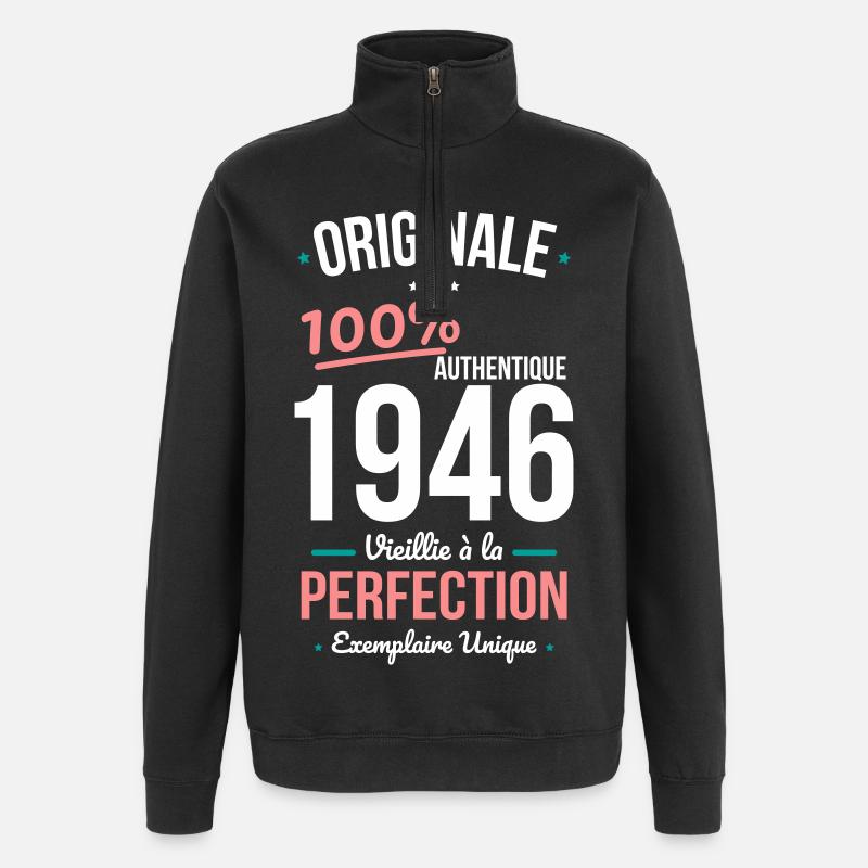 1946 – Original – Einzigartiges Exemplar - Quarter-Zip-Sweatshirt - Schwarz