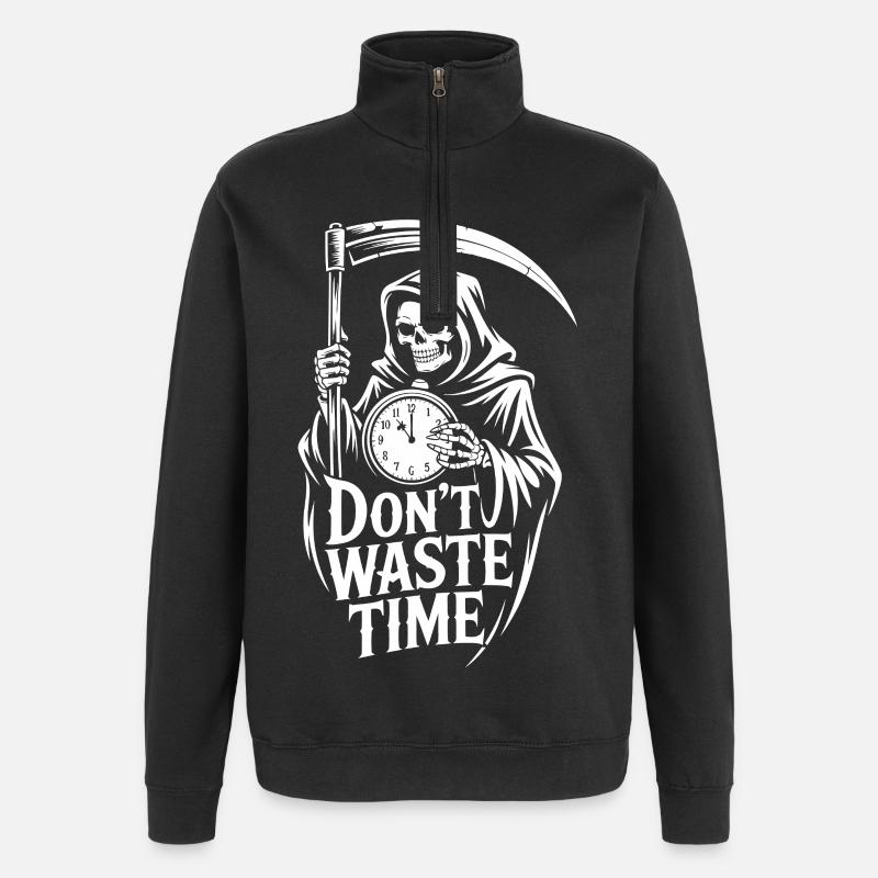 Grim Reaper Don't waste time - Quarter-Zip Sweatshirt - black