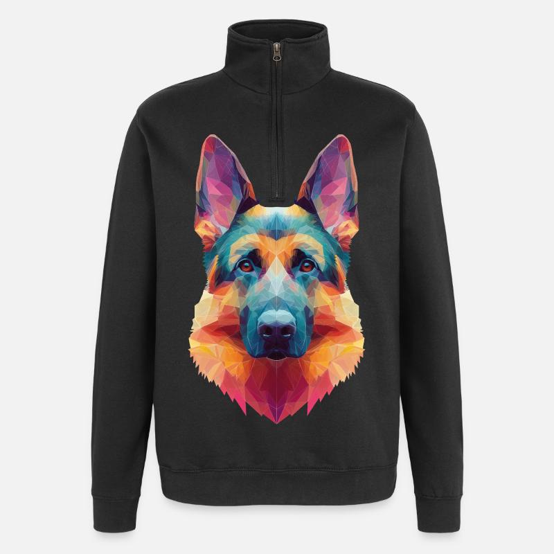 Schäferhund - Quarter-Zip-Sweatshirt - Schwarz