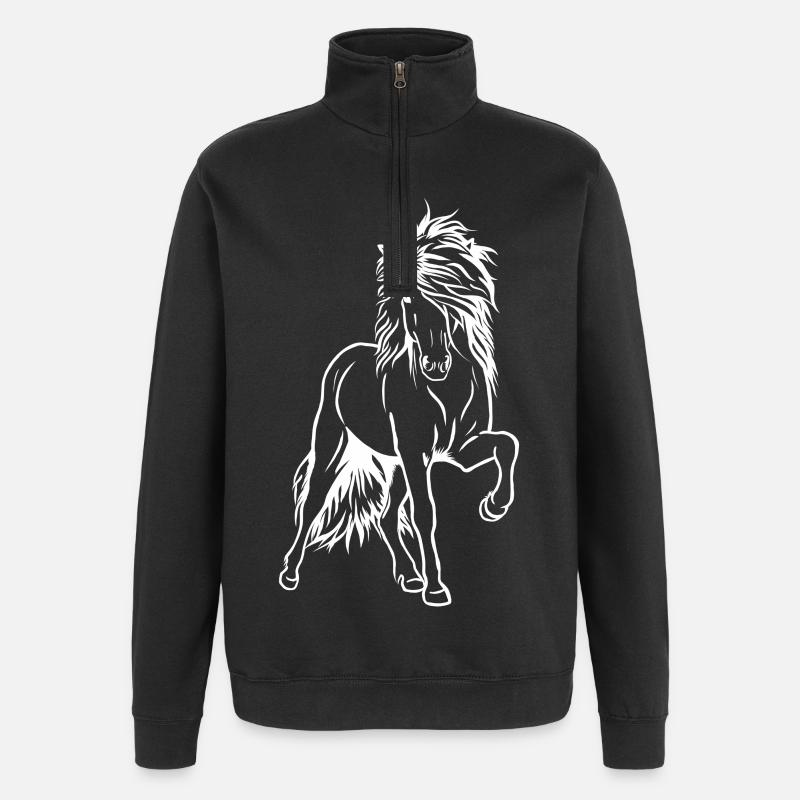 Iceland stallion white - Quarter-Zip Sweatshirt - black