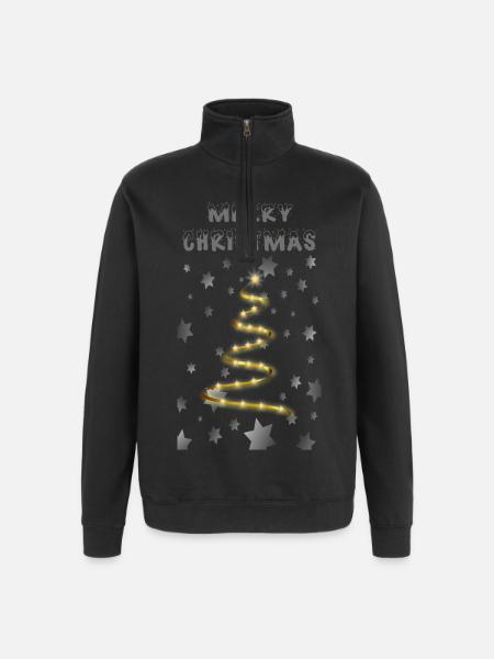 Golden Christmas Tree - Quarter-Zip Sweatshirt - black