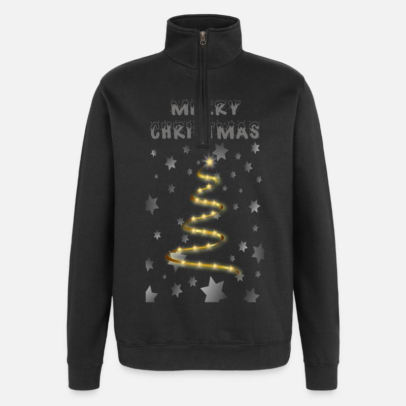 Arbre de Noël doré - Sweat à zip 1/4 - noir