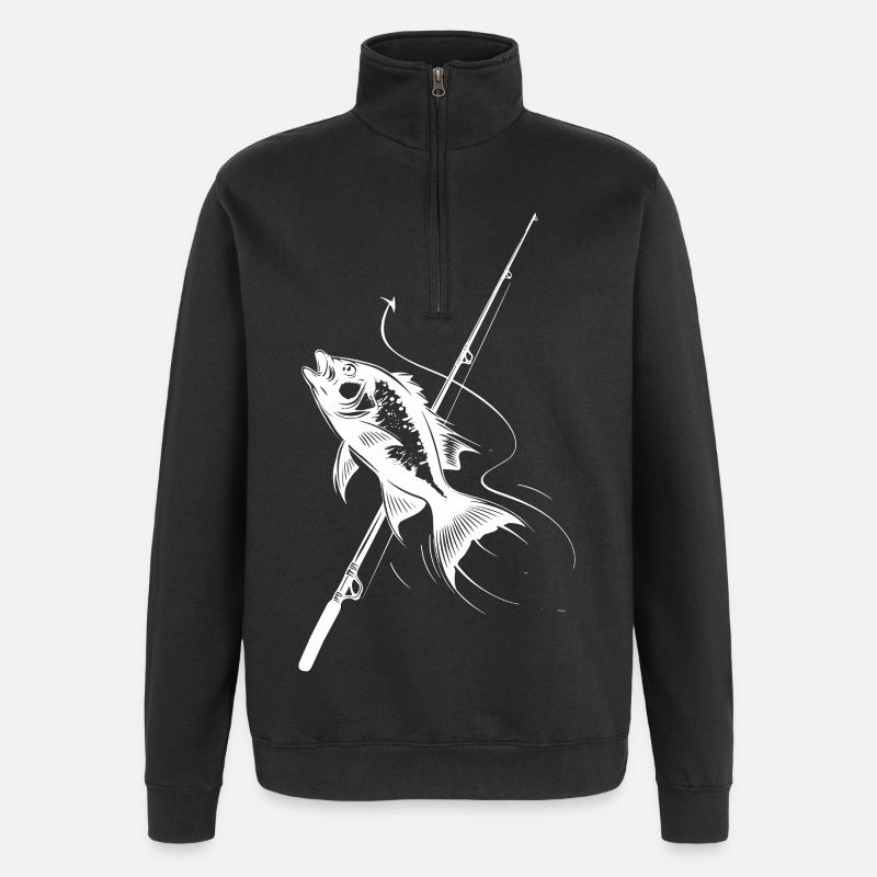 Angeln Skizze - Quarter-Zip-Sweatshirt - Schwarz