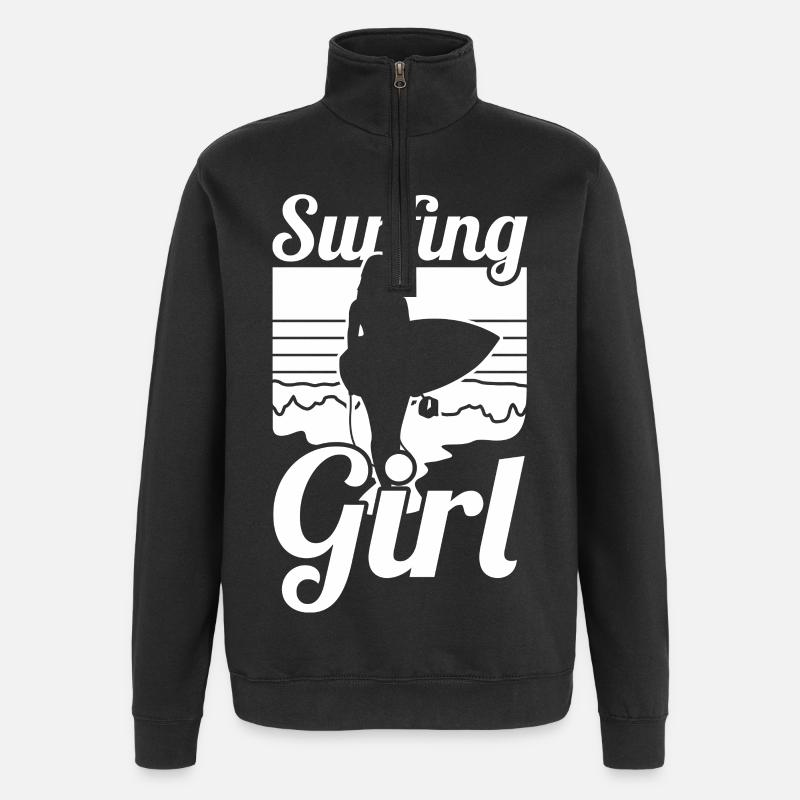 Surfermädchen - Quarter-Zip-Sweatshirt - Schwarz