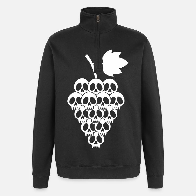 Crânes de raisins blancs - Sweat à zip 1/4 - noir