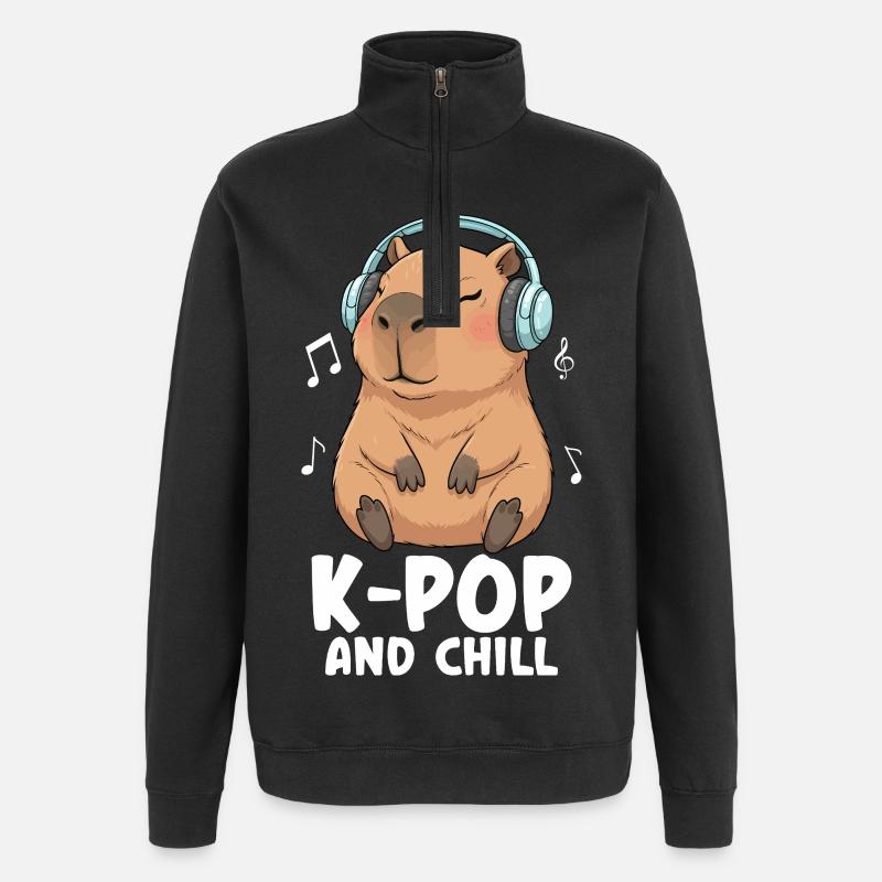 K Pop And Chill - Quarter-Zip Sweatshirt - black