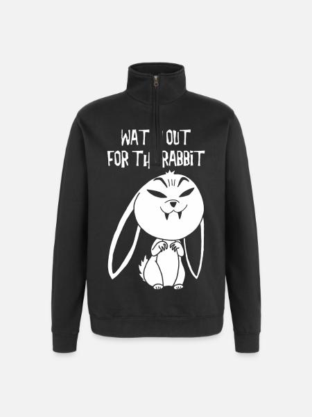 Lapin vampire blanc (anglais) - Sweat à zip 1/4 - noir