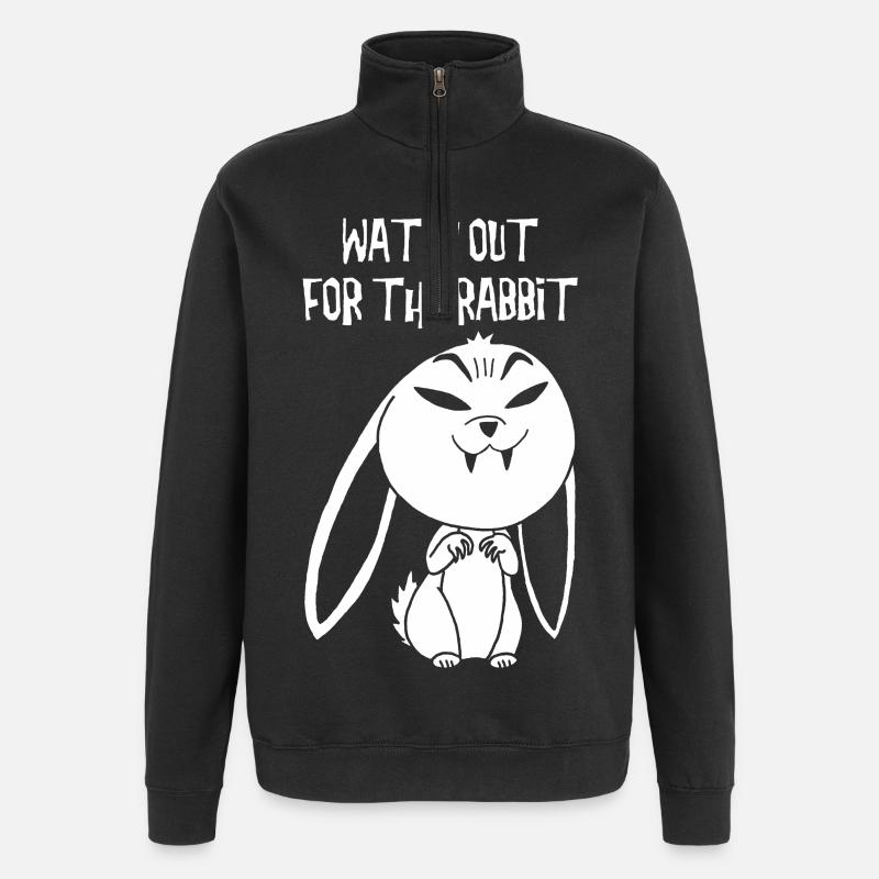 White Vampire Rabbit (English) - Quarter-Zip Sweatshirt - black
