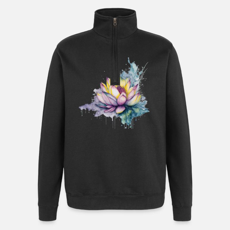 Lotus - Sweat à zip 1/4 - noir