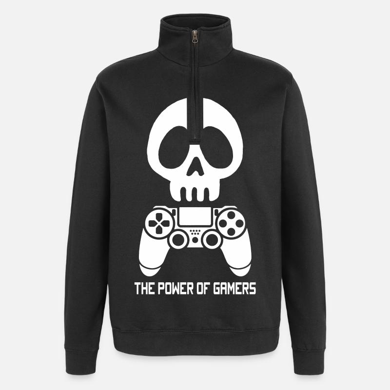 Weißer Gamer Schädel - Quarter-Zip-Sweatshirt - Schwarz