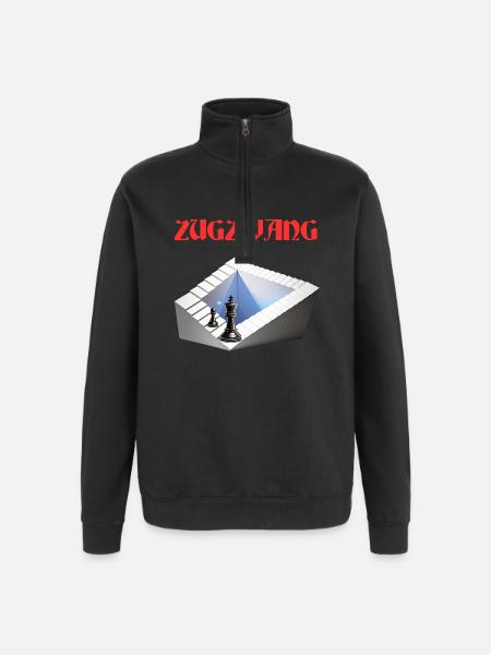 ZUGZWANG, Chess, Strategy and Optical Art - Quarter-Zip Sweatshirt - black
