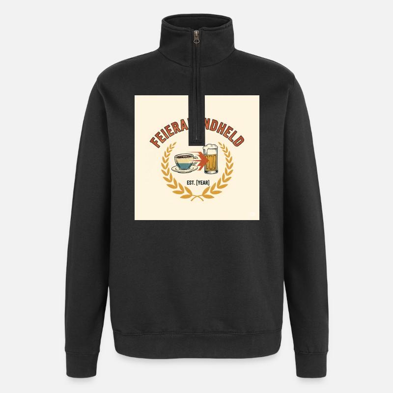 Feierabendheld Kaffeetasse & Bierglas Design - Quarter-Zip-Sweatshirt - Schwarz